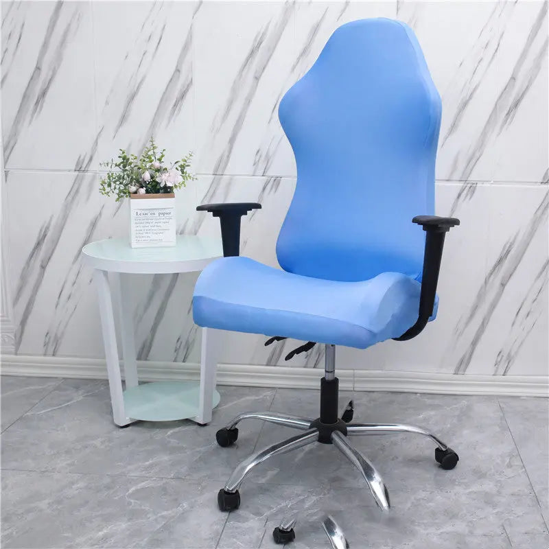Executive Office Chair Covers Stretchable Velurea Sky Blue