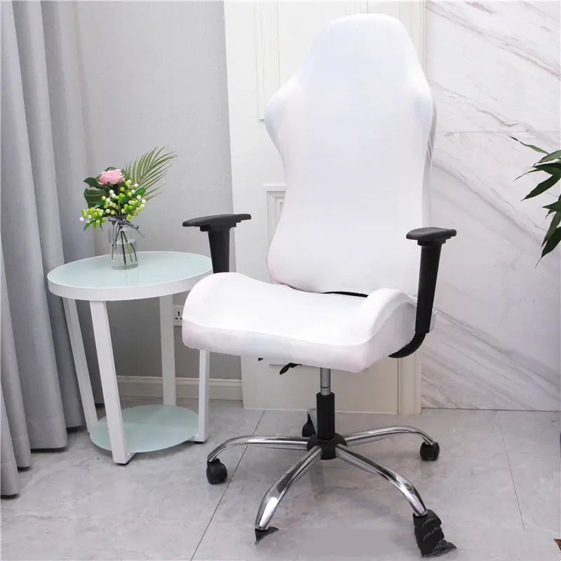 Executive Office Chair Covers Stretchable Velurea White
