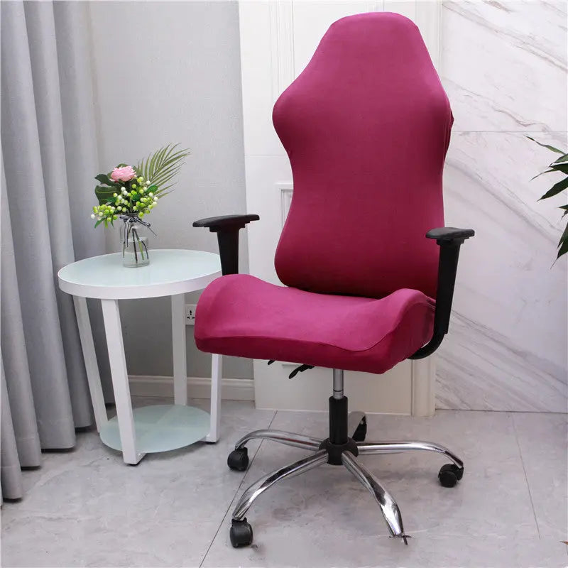 Executive Office Chair Covers Stretchable Velurea Wine Red