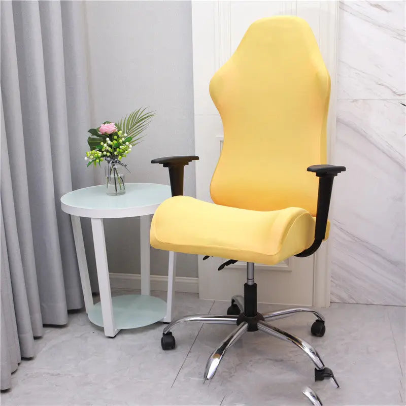 Executive Office Chair Covers Stretchable Velurea Yellow
