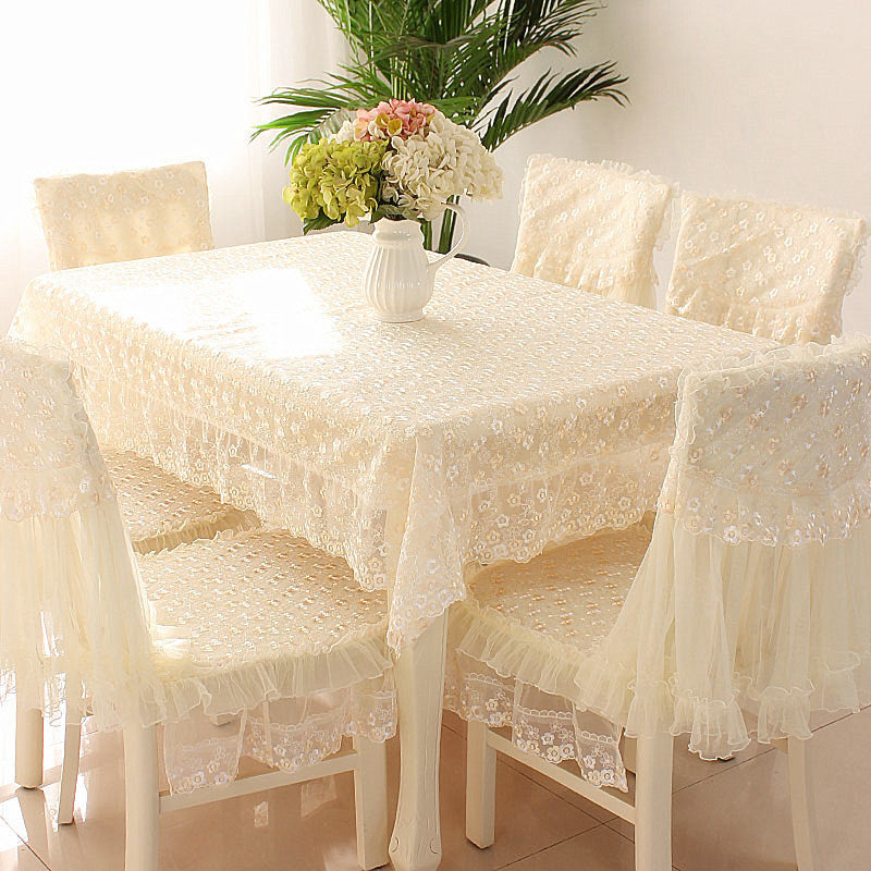Tablecloth Lace Floral MADELIE Yellow-150x150cm