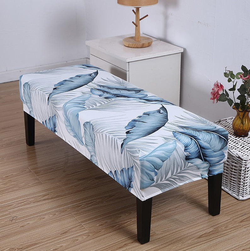 Bench Slipcover Stretch Linen Élodie Lake Blue-155 × 45 × 30cm