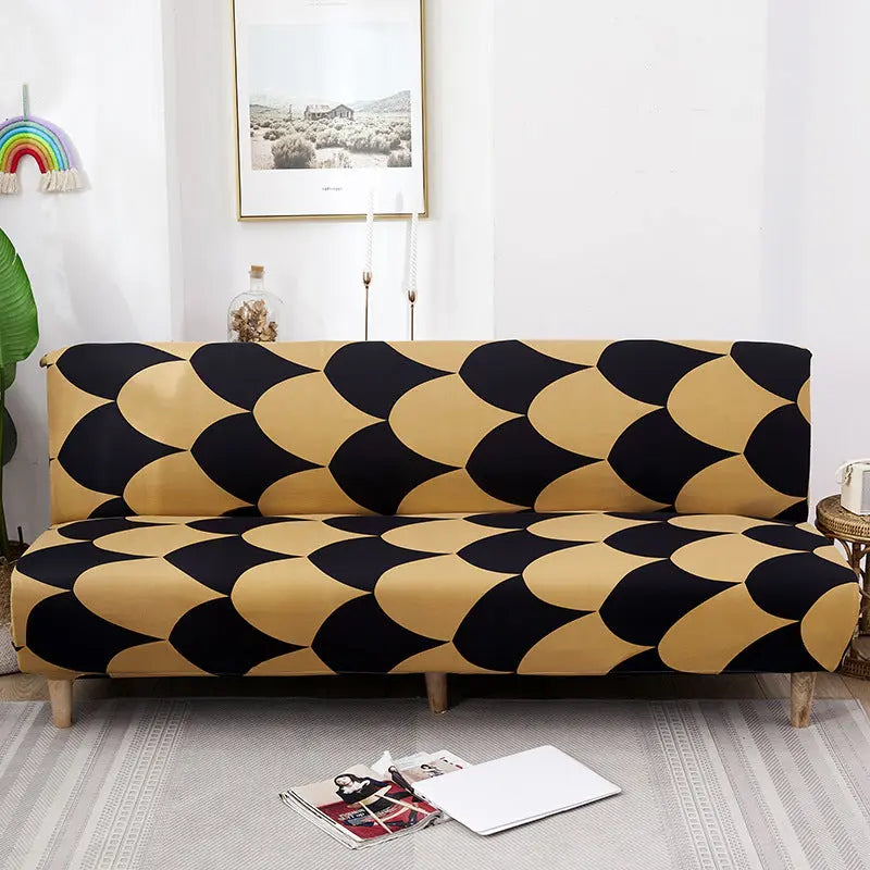 Futon Cover Printed Stretchable LUMIÈRE Mocha-Pillow Cover