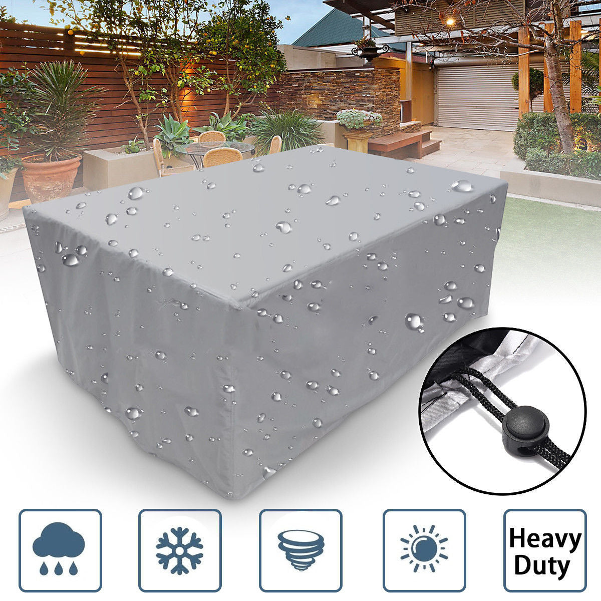 Garden Table Protector Waterproof Argent LEVEAU