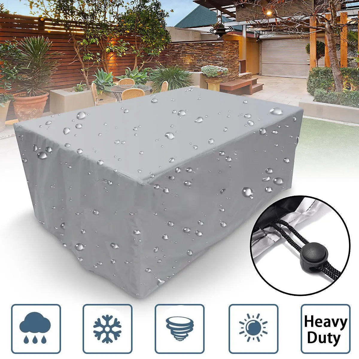 Garden Table Protector Waterproof Argent LEVEAU Siliver-135x135x75cm
