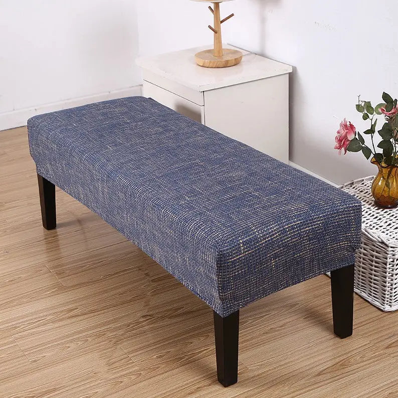 Headboard Covers Stretchable Linen VIVANE Imitation Burlap Texture Blue-155 × 45 × 30cm