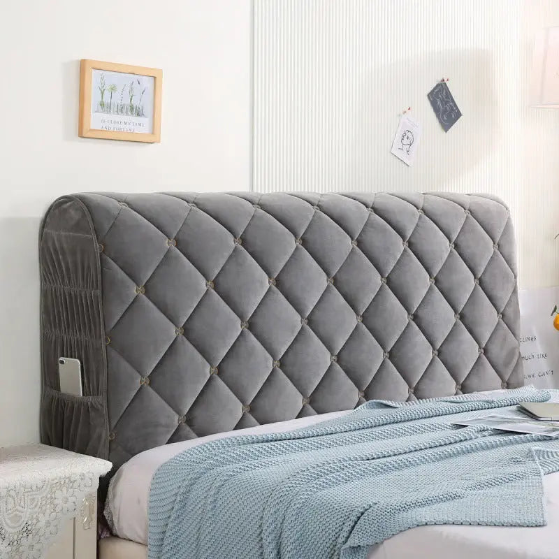 Headboard Covers Velvet Protective LAURENTI Grey-2.3m