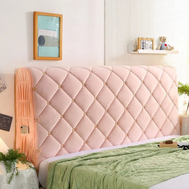 Headboard Covers Velvet Protective LAURENTI Pink jade-1.5m