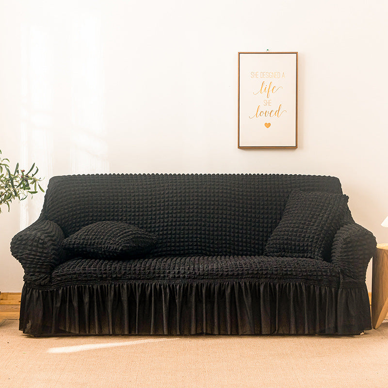Loveseat Cover Seersucker Pet-Friendly CELINEA Black-XL
