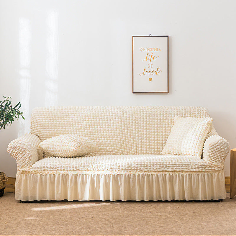 Loveseat Cover Seersucker Pet-Friendly CELINEA White-XL