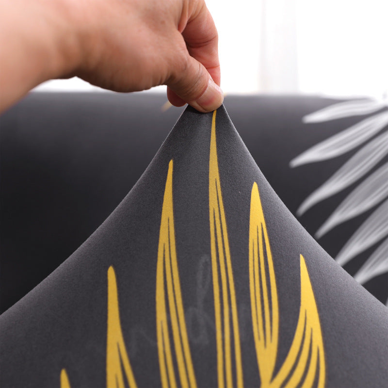 Loveseat Cover Stretch Leaf Vervaine