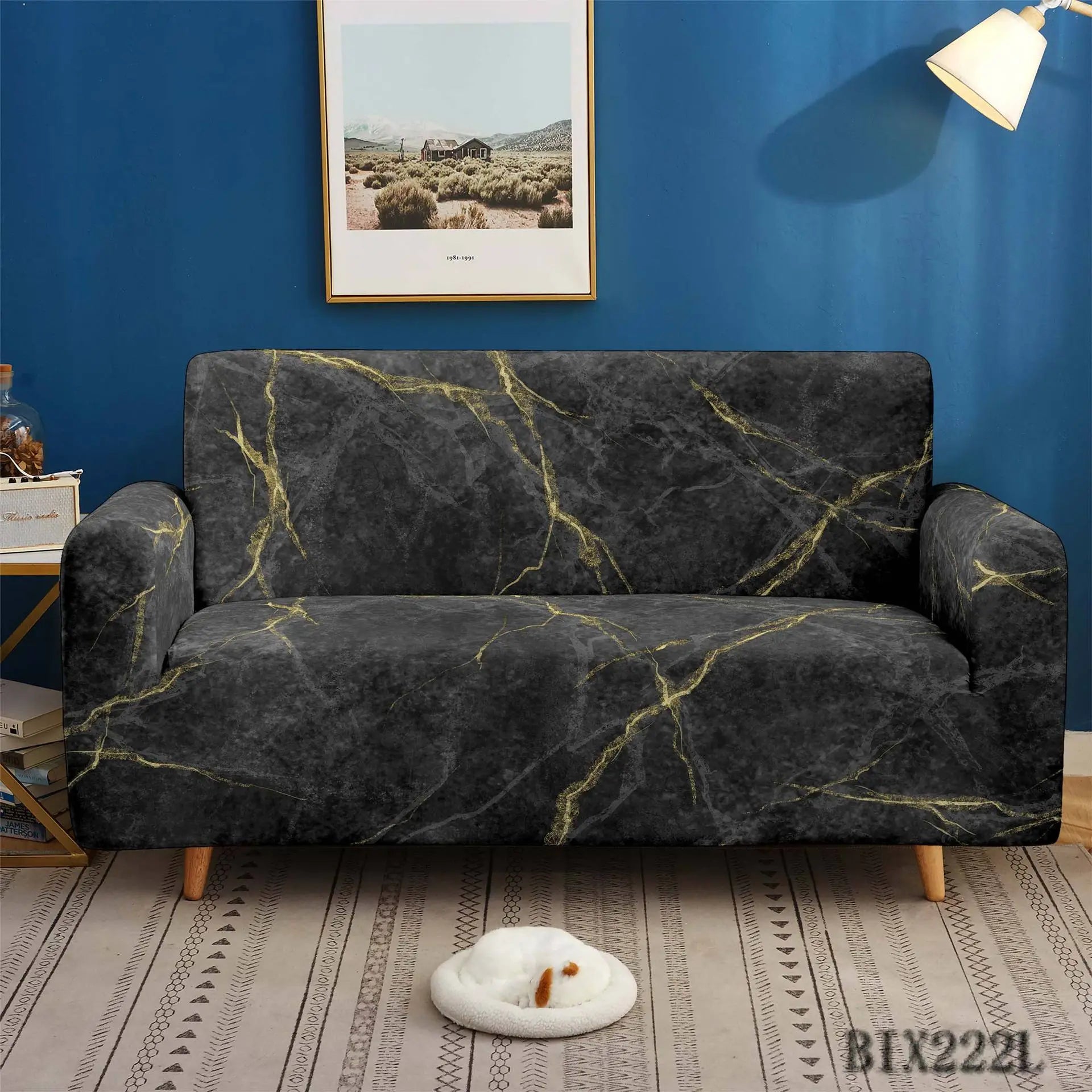 Loveseat Cover Stretch Non-Slip Fleuris D-90x140cm