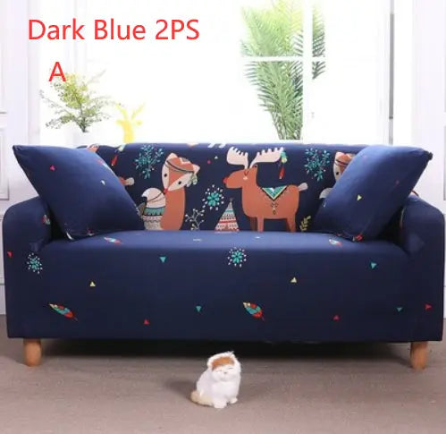 Loveseat Covers Cartoon Cloth LUMERE Dark Blue 2PS-A