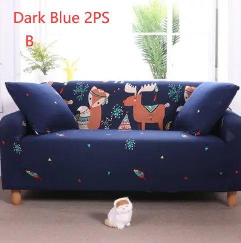 Loveseat Covers Cartoon Cloth LUMERE Dark Blue 2PS-B
