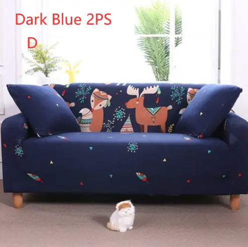 Loveseat Covers Cartoon Cloth LUMERE Dark Blue 2PS-D
