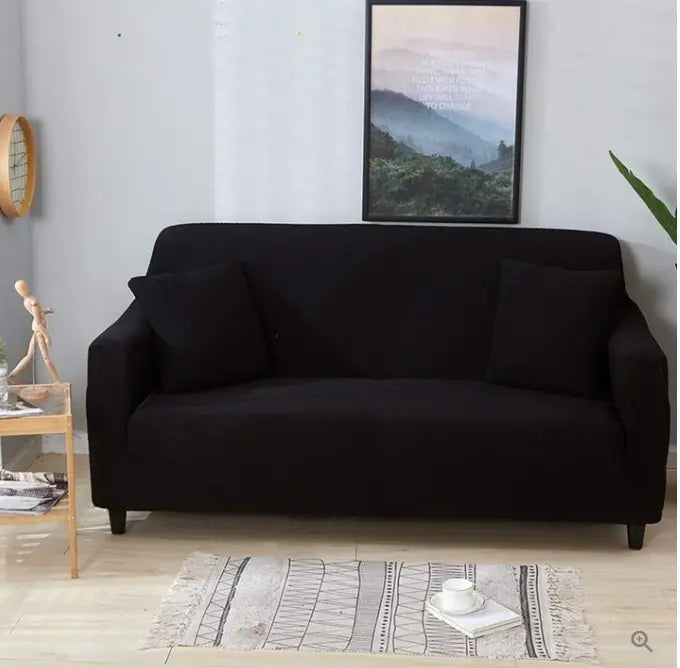 Loveseat Covers Cozy Fleece AURÉLIA Black-185x235cm