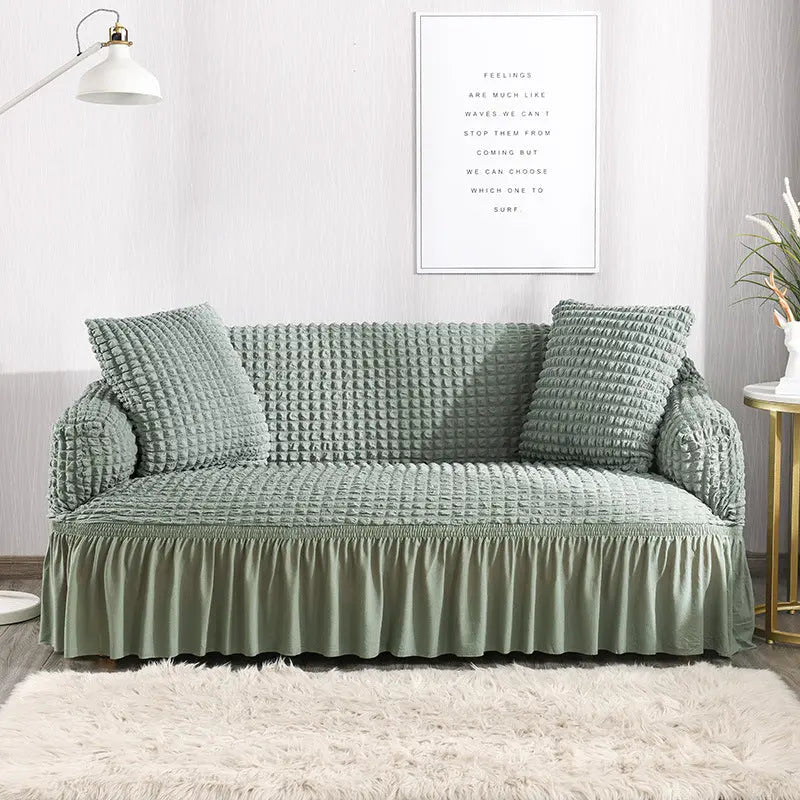 Loveseat Covers Lace Skirted Élodie Skirt monochrome green-Three size L 190to230CM