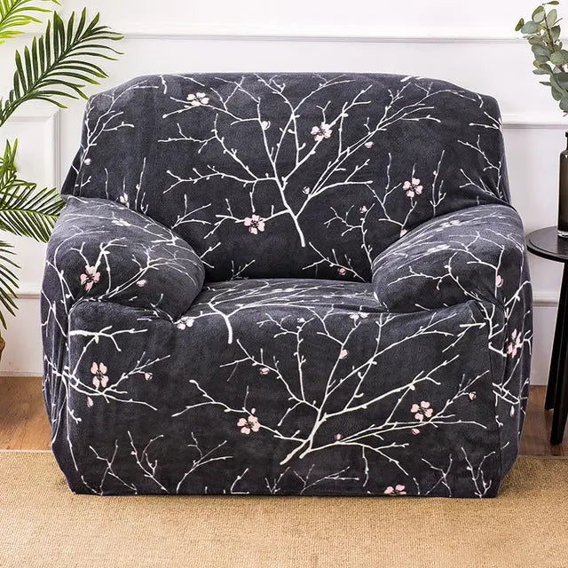 Loveseat Covers Plush Stretchable LUMIERE 1Flower color-235to300cm