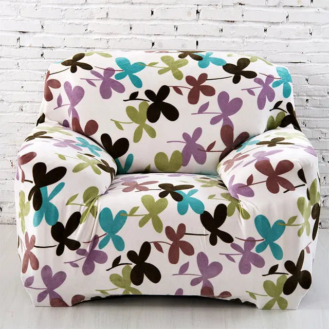 Loveseat Covers Plush Stretchable LUMIERE 3Flower color-90to140cm