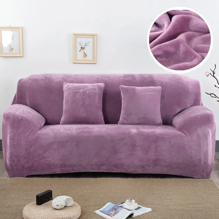Loveseat Covers Plush Stretchable LUMIERE Light Purple-190to230cm