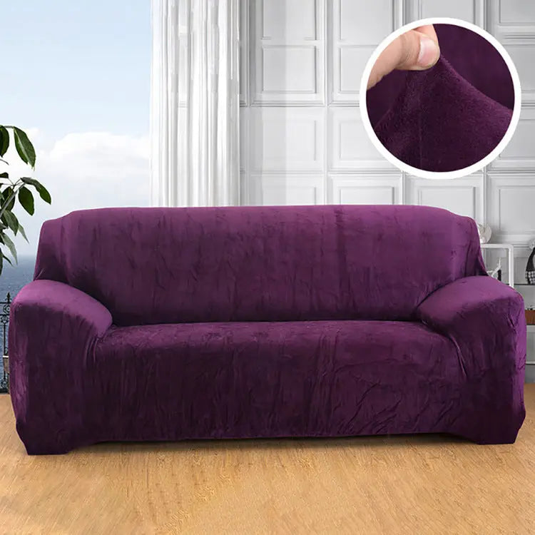 Loveseat Covers Plush Stretchable LUMIERE Purple-90to140cm