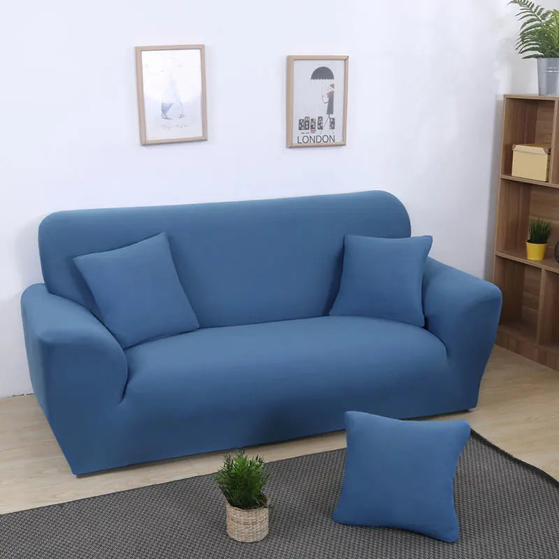 Loveseat Covers Stretch Floral ELISIA Blue-Double