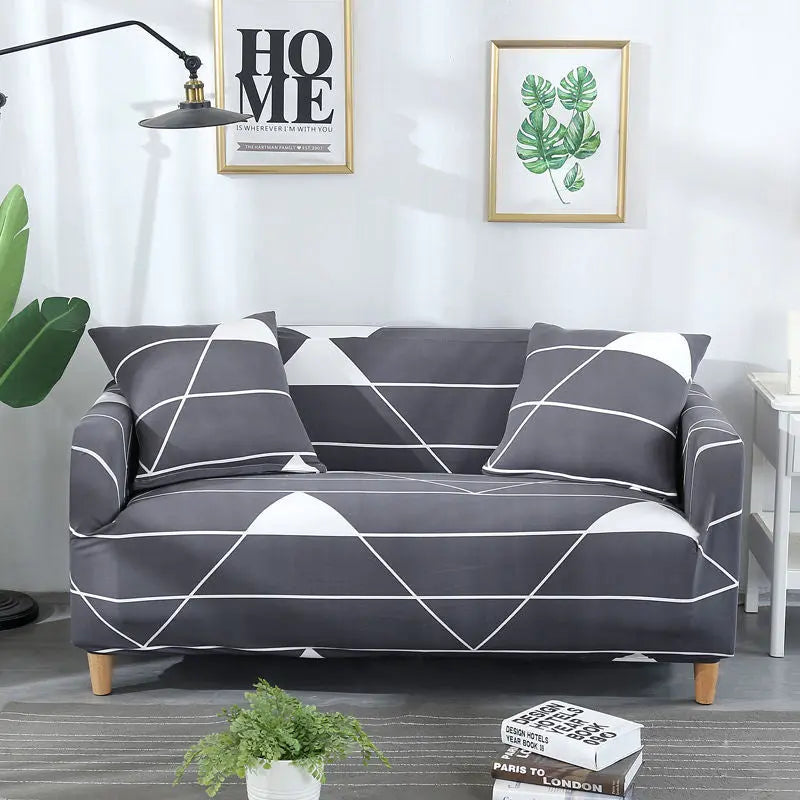 Loveseat Covers Stretch Floral ELISIA Gray Space-Single