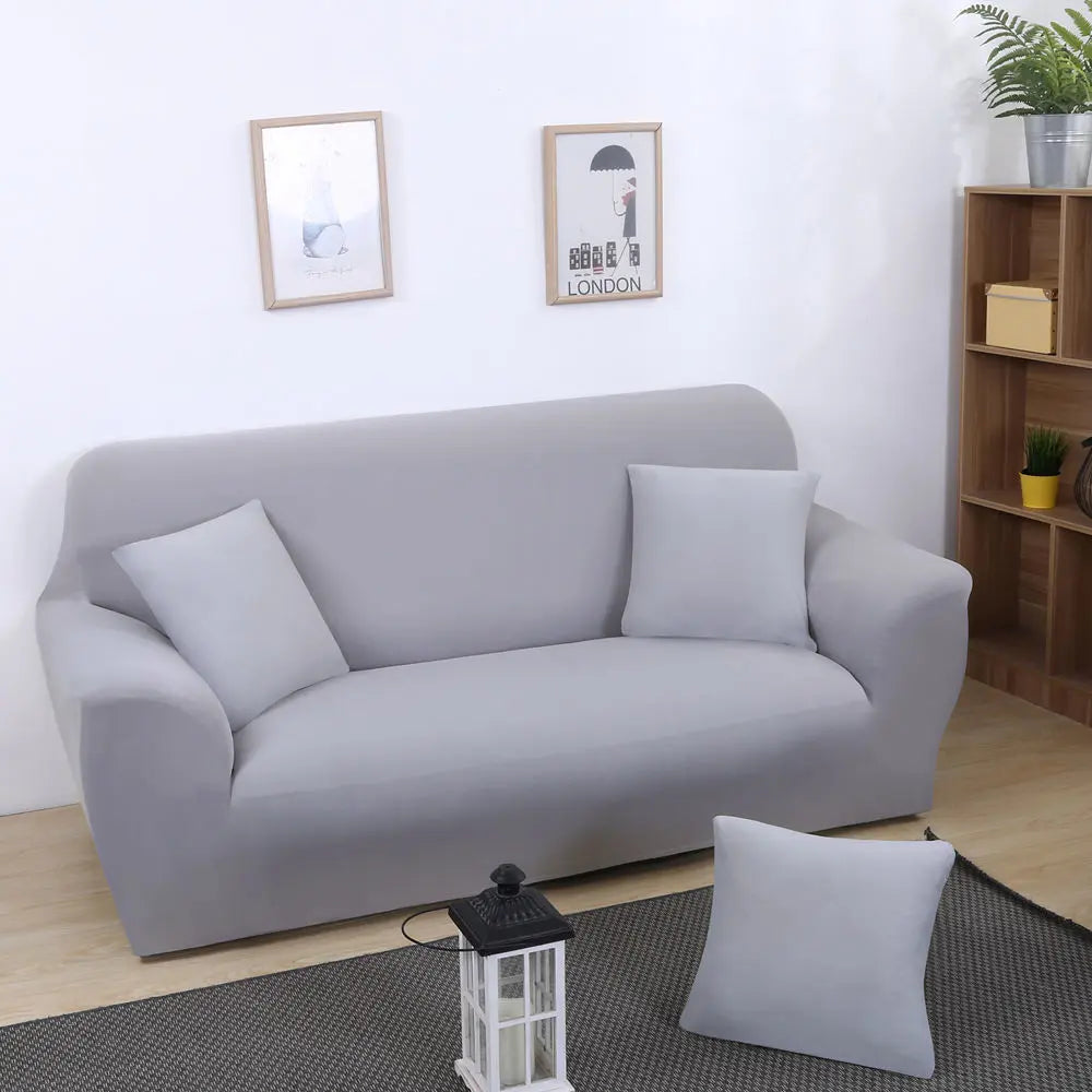 Loveseat Covers Stretch Floral ELISIA Light Gray-Double