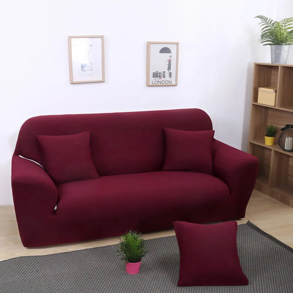 Loveseat Covers Stretch Floral ELISIA Wine Red-Double