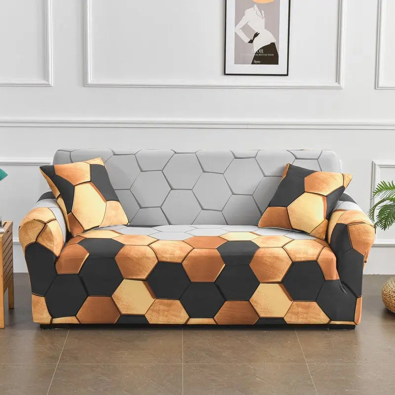 Loveseat Covers Stretch Floral VIRELLE Art Plaid-Single Seat