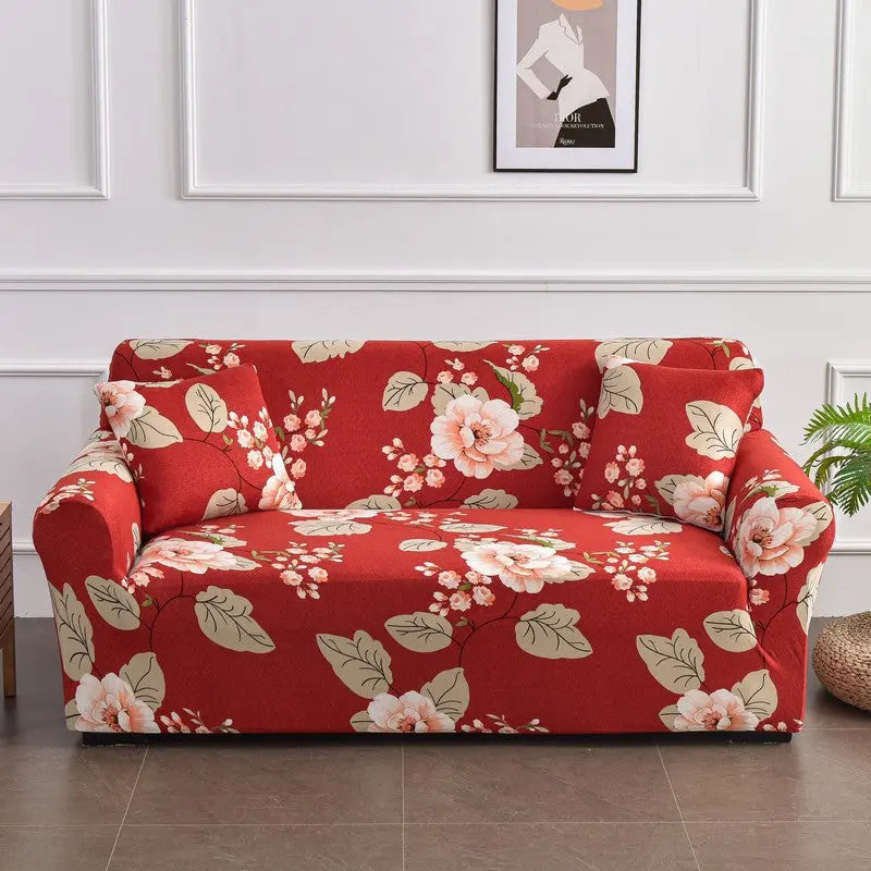Loveseat Covers Stretch Floral VIRELLE Blooming Flowers-Four People