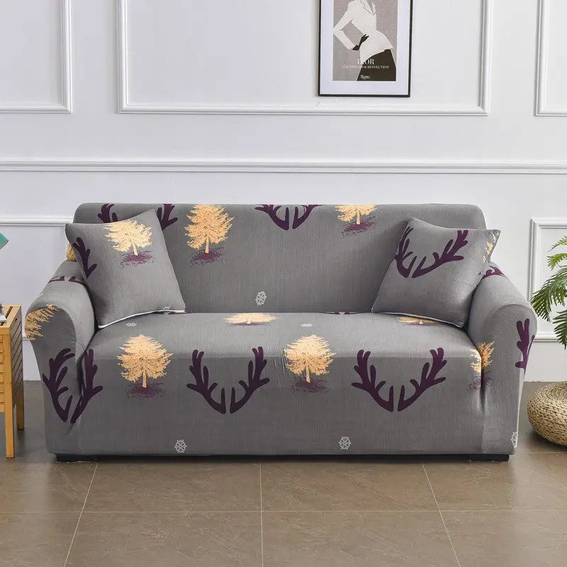 Loveseat Covers Stretch Floral VIRELLE Deer And Forest-Single Seat