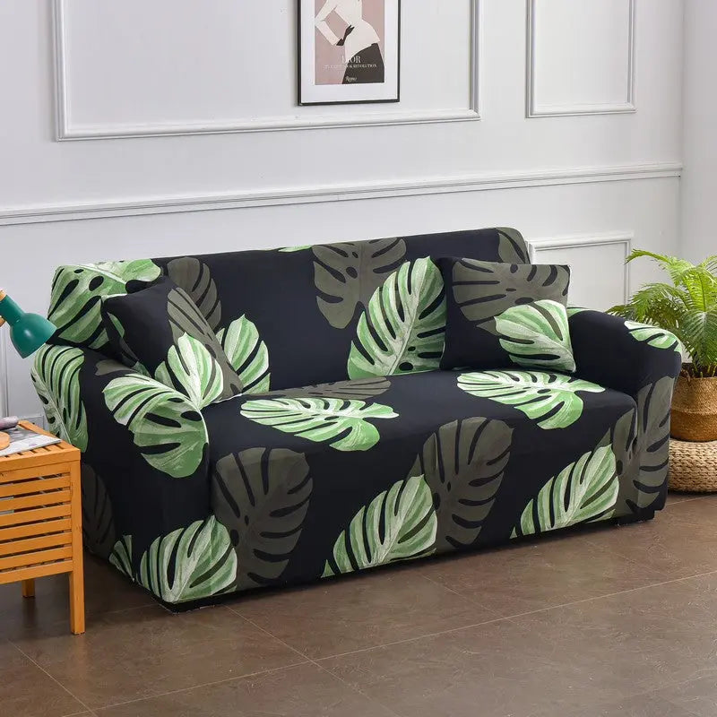 Loveseat Covers Stretch Floral VIRELLE Fallen Leaves-Four People