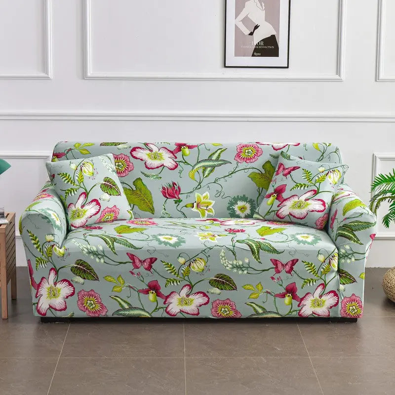 Loveseat Covers Stretch Floral VIRELLE Flower Shadow Dark Fragrance-Single Seat