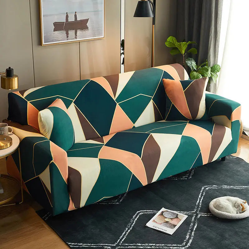 Loveseat Covers Stretch Printed ELORIA Gold style-Single 90to140cm