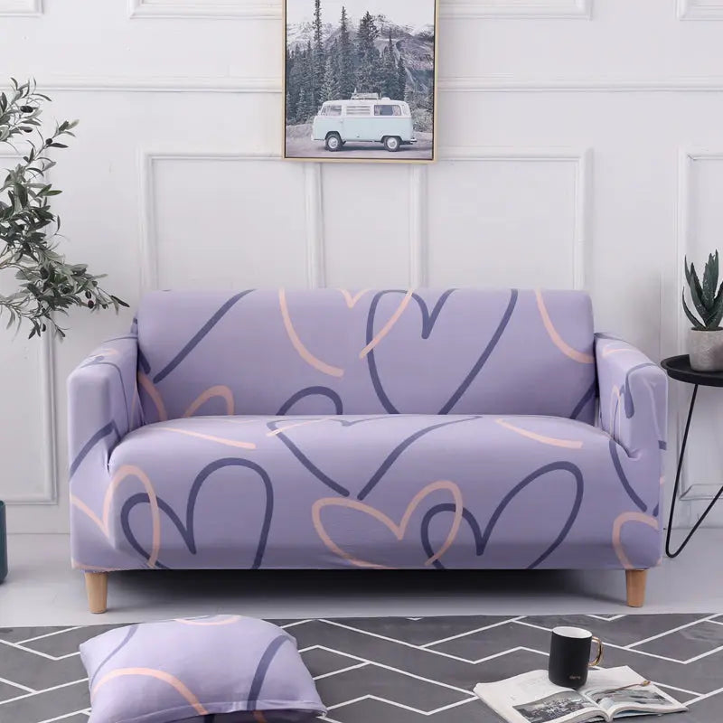 Loveseat Covers Stretch Striped AURELIA A4-Double seat145 to180cm