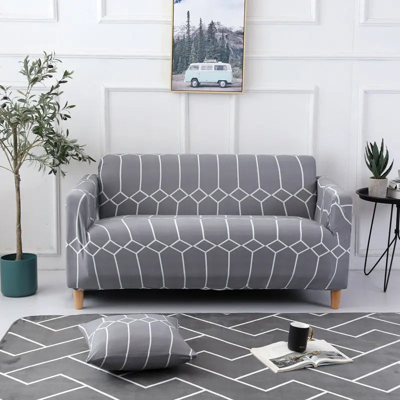 Loveseat Covers Stretch Striped AURELIA A8-Three persons185 to230cm