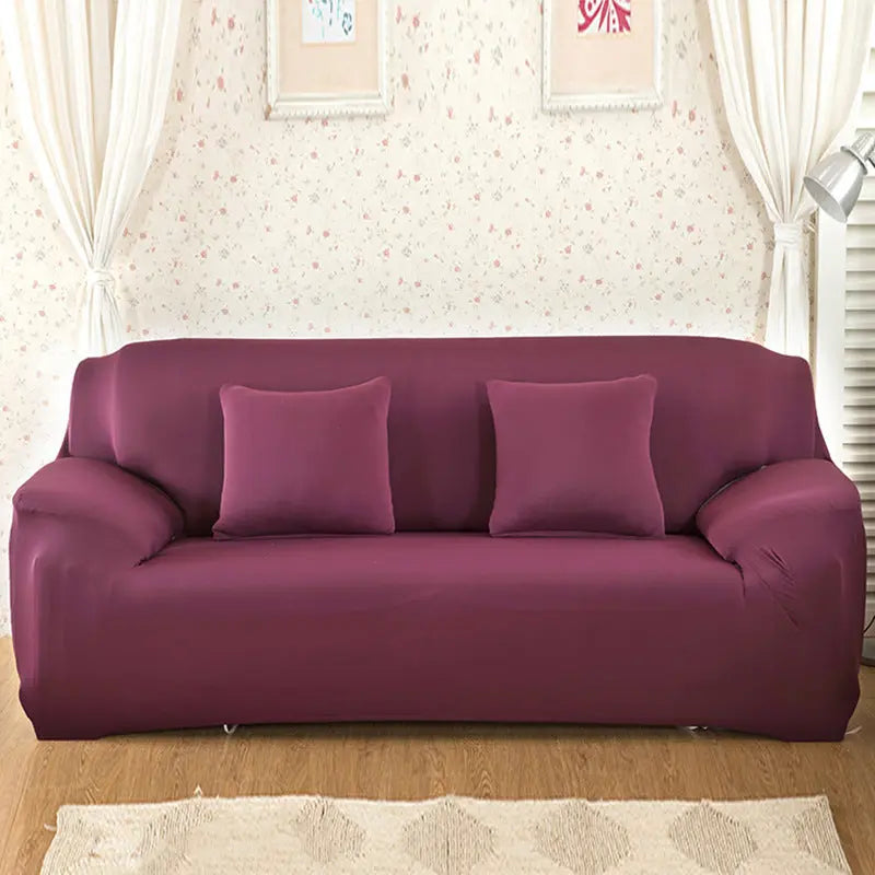 Loveseat Covers Stretchable Full-Fit ELOISE Bean Paste Red-3seat