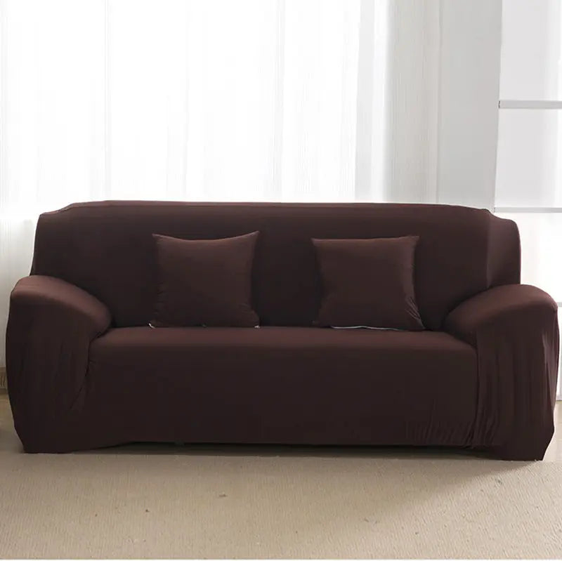 Loveseat Covers Stretchable Full-Fit ELOISE Coffee Brown-1seat