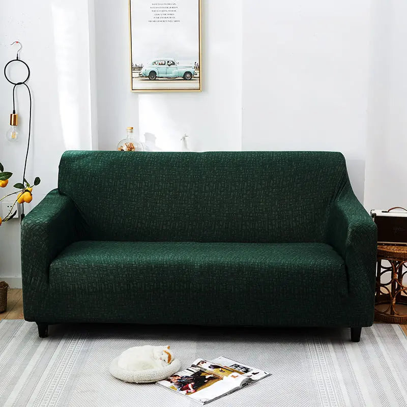 Loveseat Covers Stretchable Full-Fit ELOISE Light green-4seat
