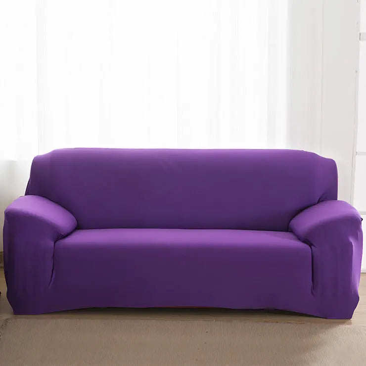 Loveseat Covers Stretchable Full-Fit ELOISE Purple-1seat