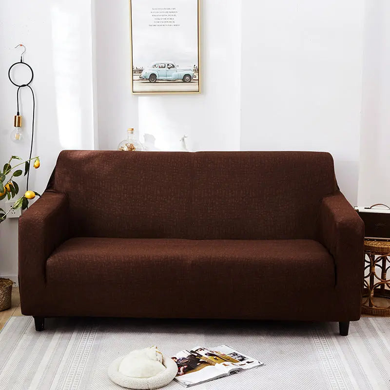 Loveseat Covers Stretchable Full-Fit ELOISE Dark coffee-2seat