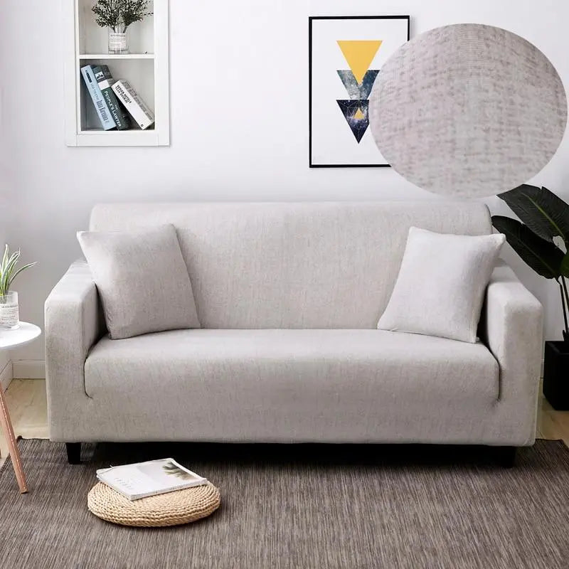 Loveseat Covers Stretchable Geometric LUCETTE Beige-2Seat