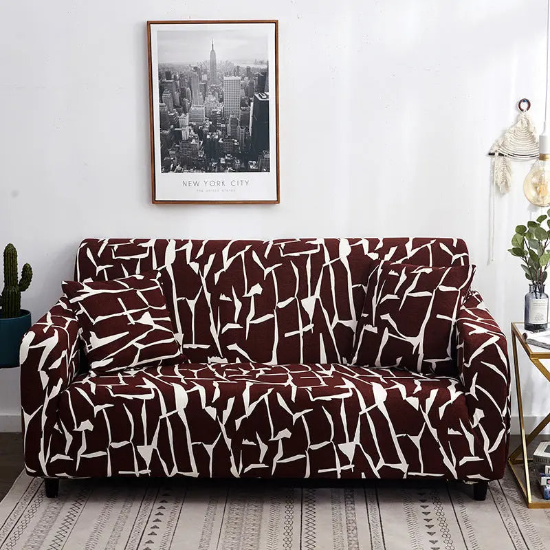 Loveseat Covers Stretchable Geometric LUMIÈRE Brown-Three people