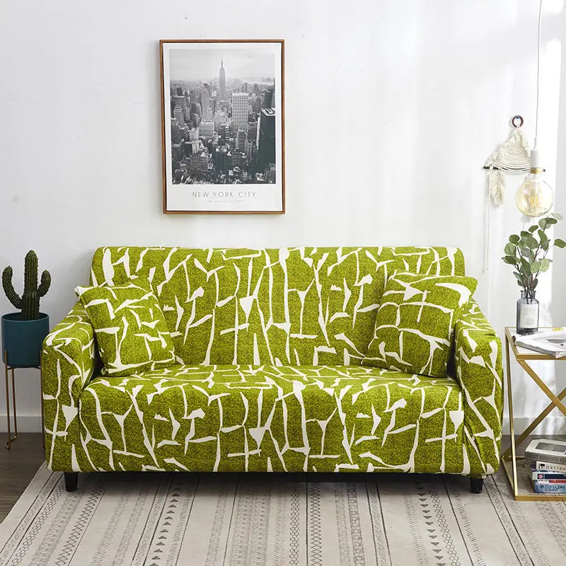 Loveseat Covers Stretchable Geometric LUMIÈRE Grass green-Individual