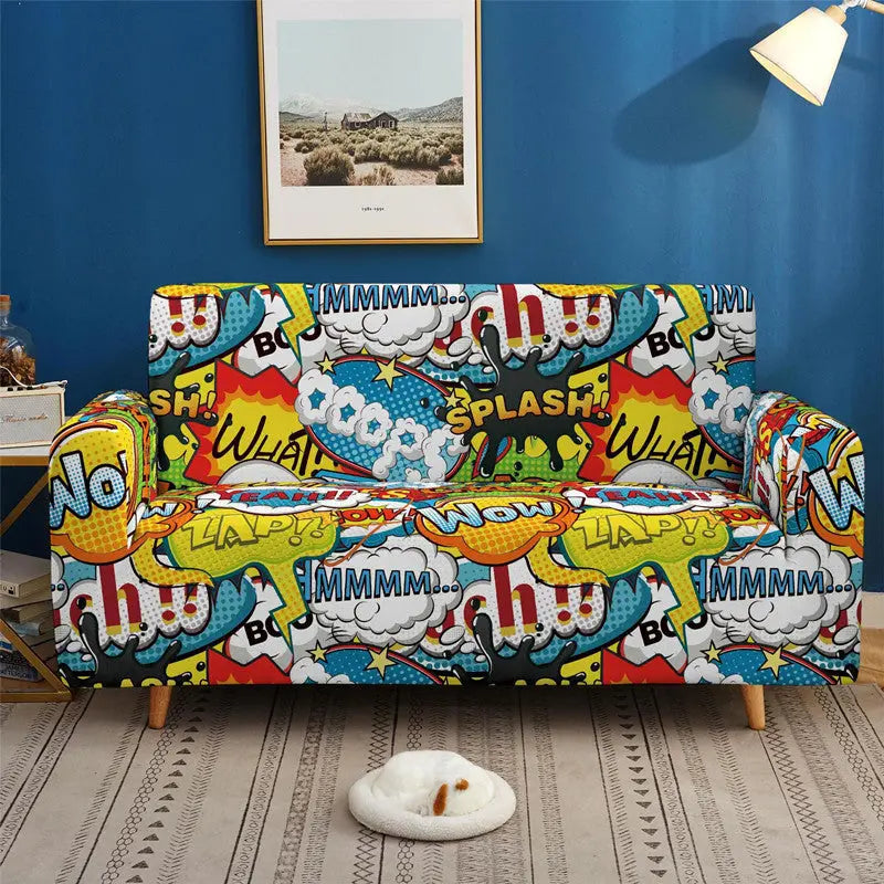 Loveseat Covers Stretchable Modern Élanis Style3-Four people