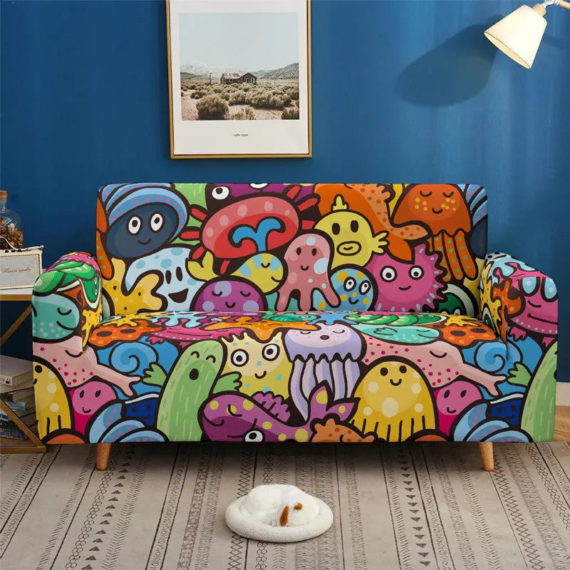 Loveseat Covers Stretchable Modern Élanis Style5-Individual
