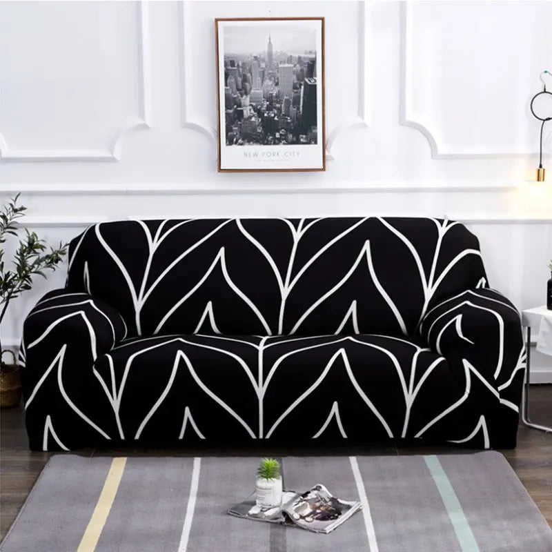 Loveseat Covers Stretchable Modern Elanvie Black-235x300cm