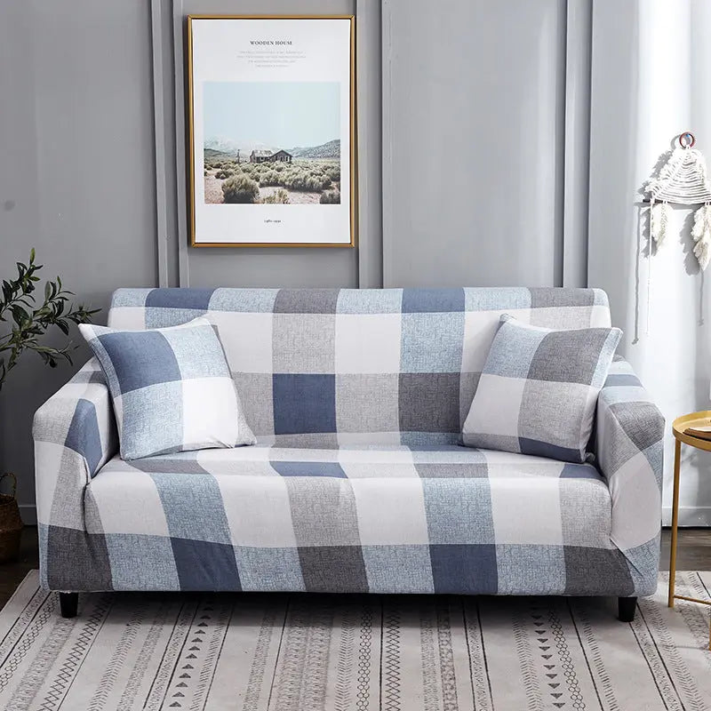 Loveseat Covers Stretchable Non-Slip LUMIERA Checkered Era-145to185 Double