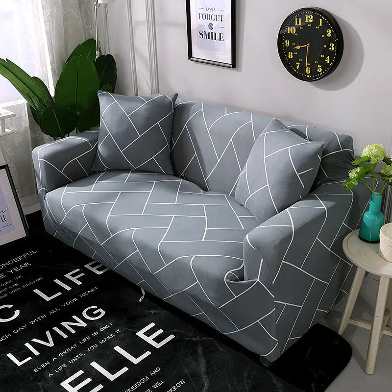 Loveseat Covers Stretchable Non-Slip LUMIERA Gray Line-90to140 Single